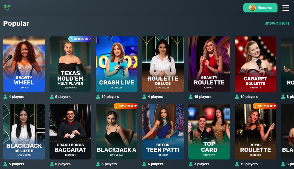 Vave Live Casino Clovr