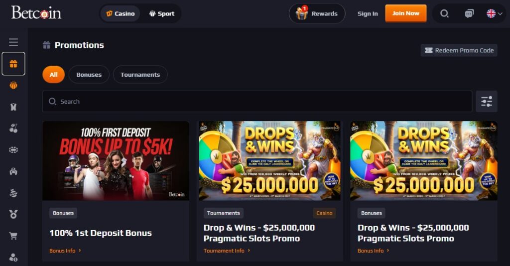 Betcoin Casino Promotions Clovr