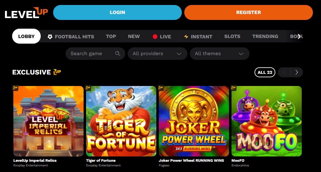 Levelup Casino Home Clovr