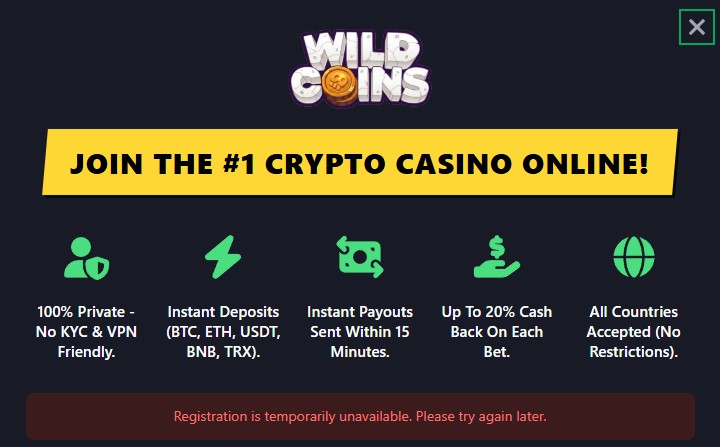 Wildcoins Signup Form Clovr