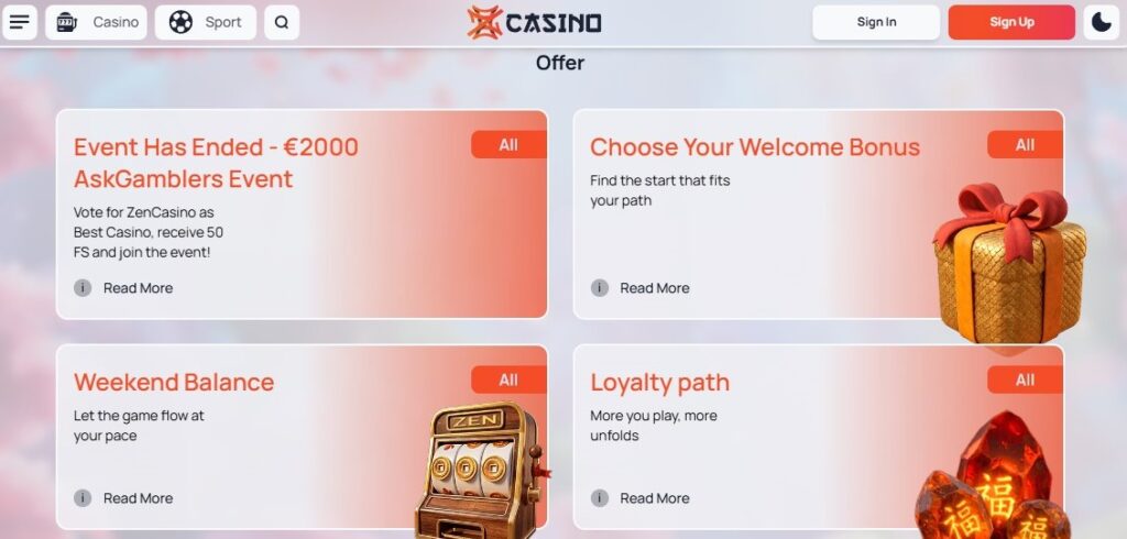 Zen Casino Promos Clovr